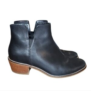 Cole Haan Abbot Ankle Booties Black Cutout Stacked Heel Slip On 7 B